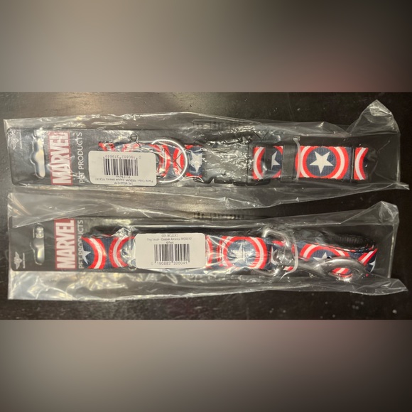 2pc Bundle Marvel Avengers Captain America 4' Dog Leash & Dog Collar NWT - Picture 1 of 4